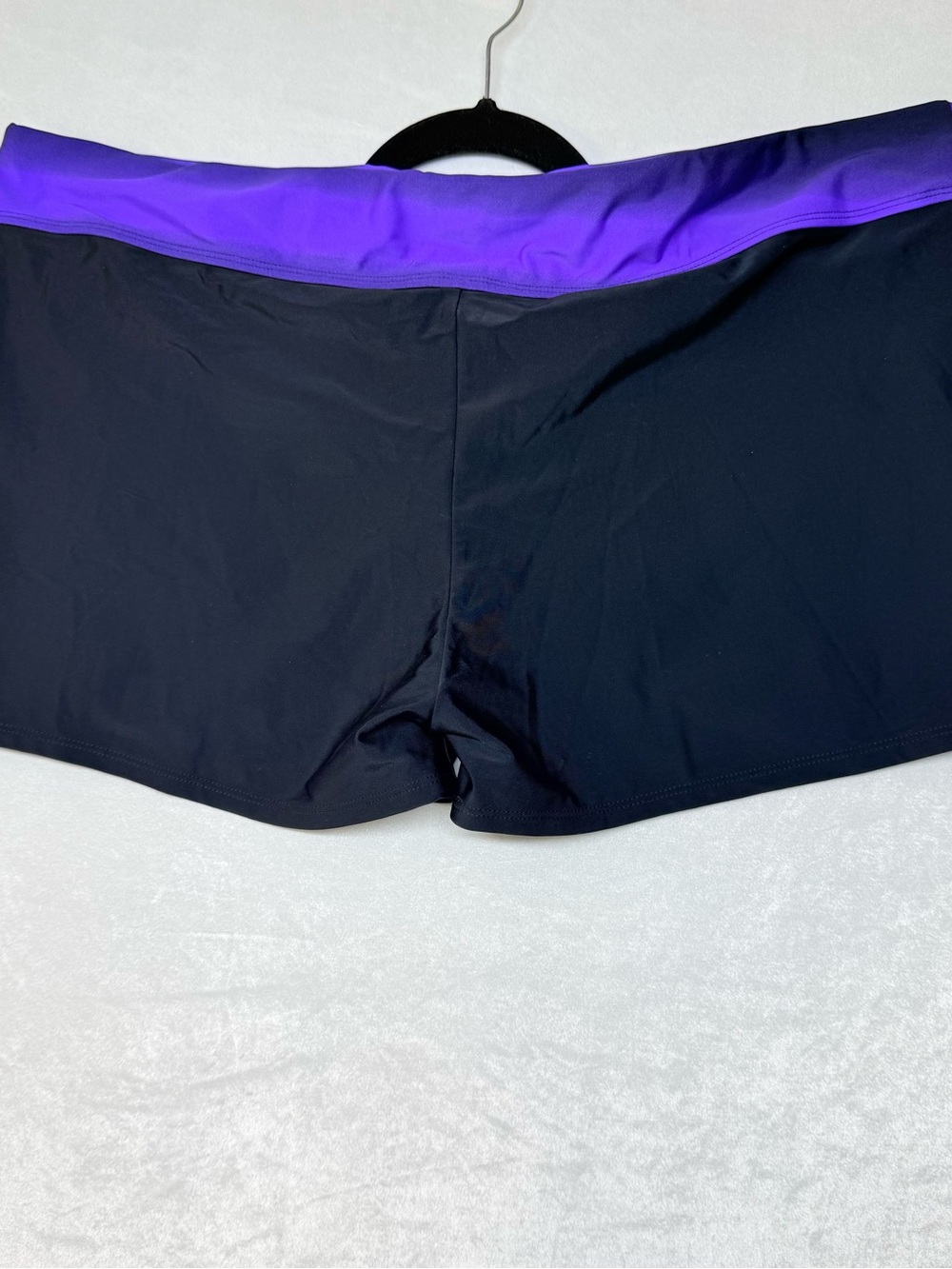 Women's Athletic Shorts — Black with Purple Waistband